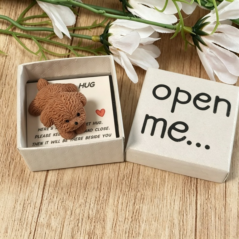 TEMU de regalo sorpresa de oso de peluche " Mí" con tarjeta de felicitación, regalo ideal para novio, novia, pareja, aniversario de San Valentín, ,