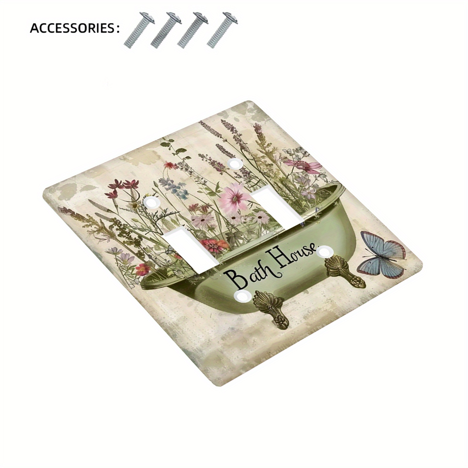 TEMU 1pc 1Gang/2Gang Plaque Murale Vintage Fleur Florale Ferme , Couvercles de Prise de de Panneau, Décoration Intérieure pour Chambre et Cuisine