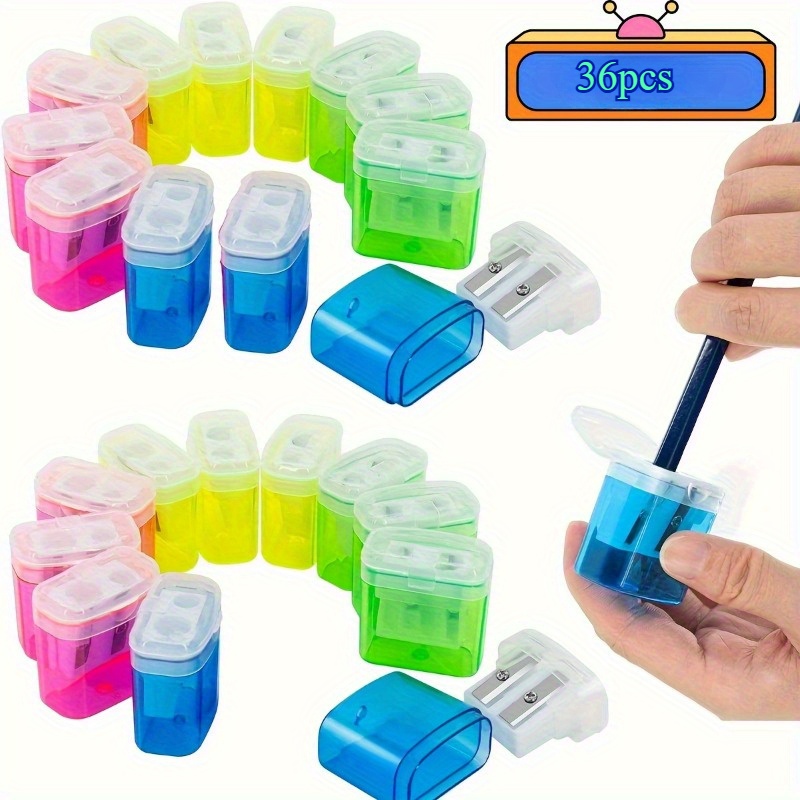 TEMU Set Of 36 Dual-hole Manual Pencil Sharpeners - Portable
