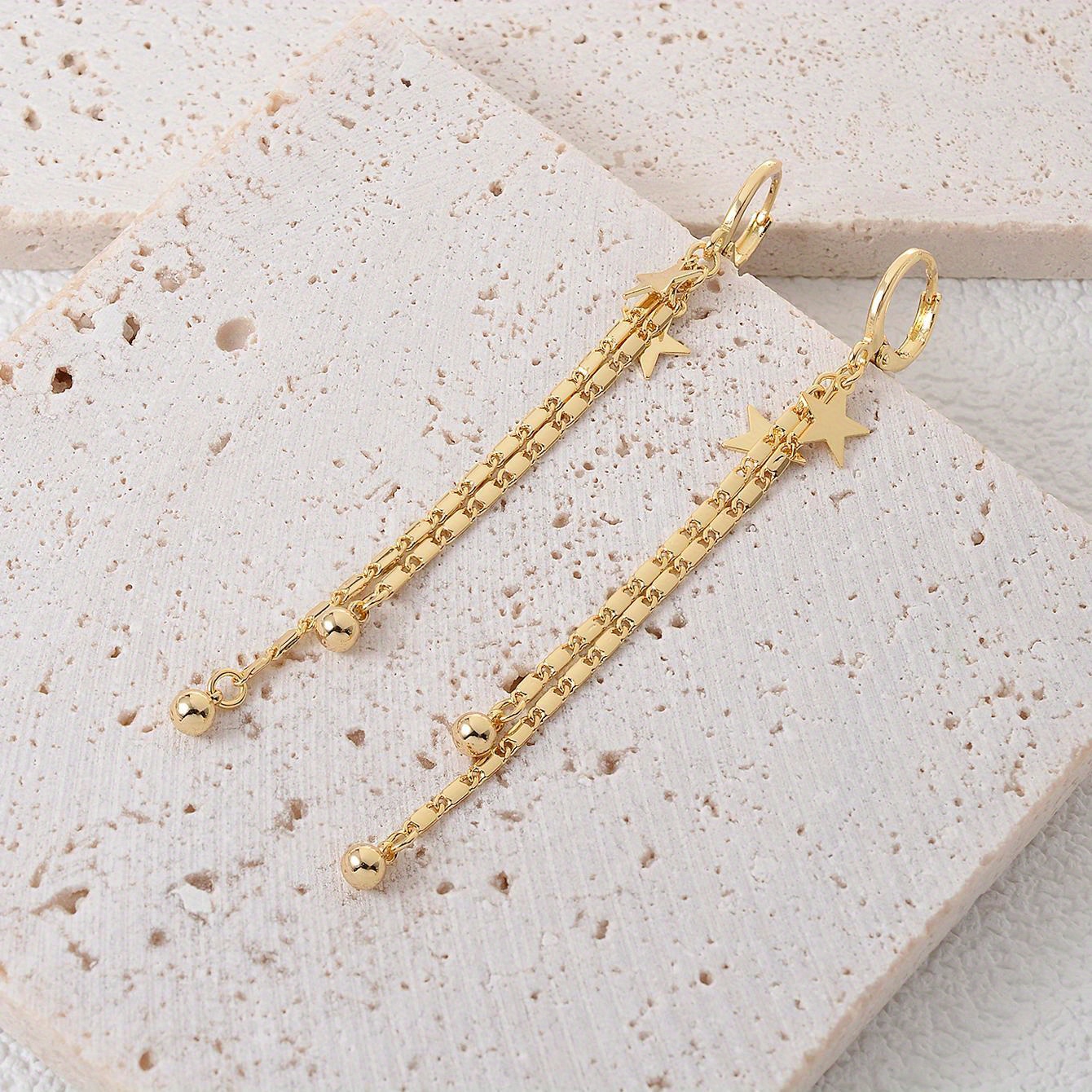 Women's Star Tassel Pendant Earrings, Everyday Glam