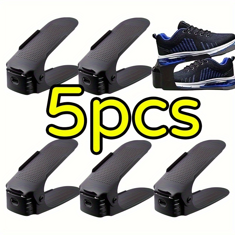 TEMU 5pcs Adjustable Double-layer Shoe Rack, Household Shoe Organizer With Tiered Shoe Trays