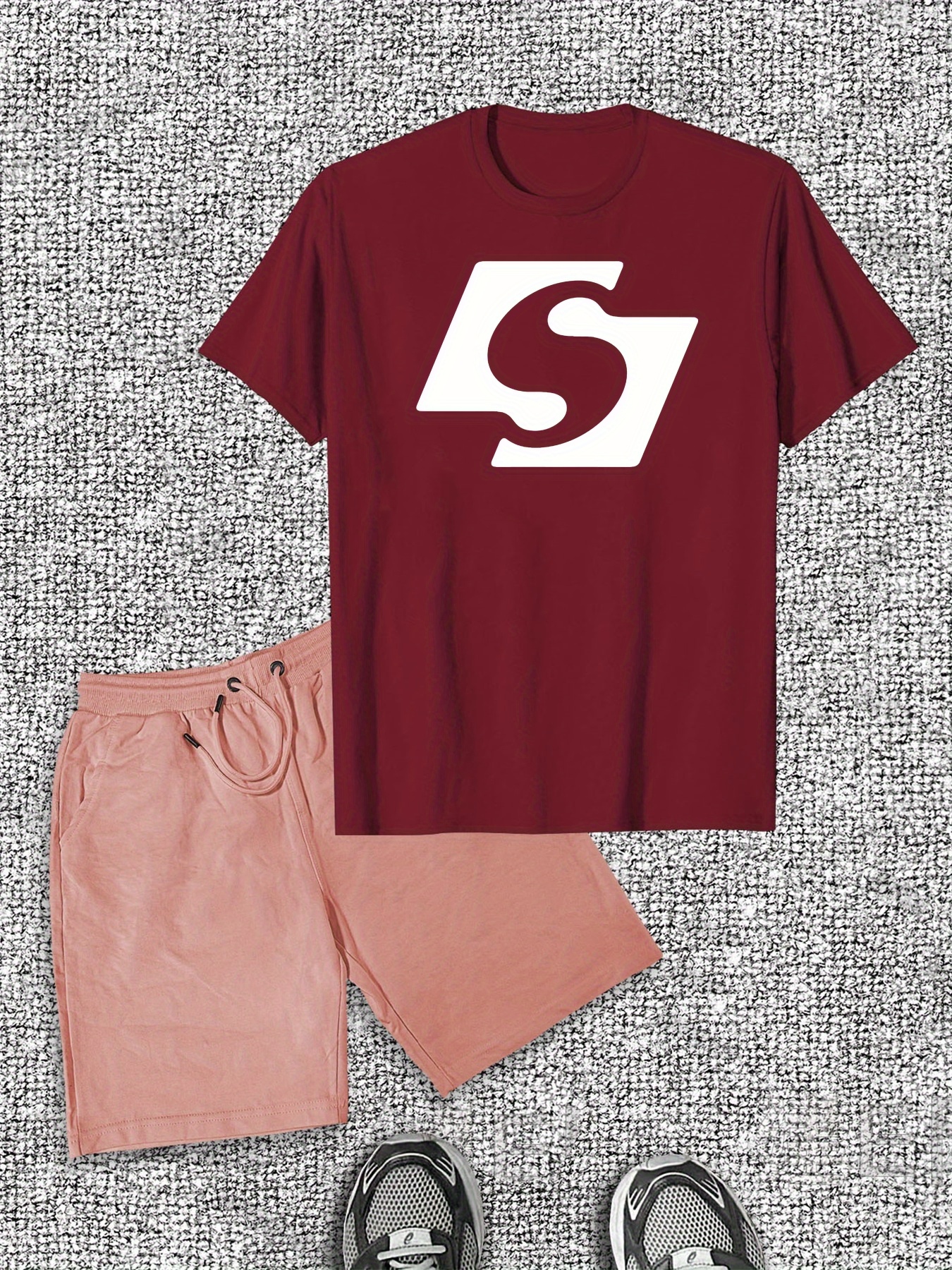 Men'S Casual Cotton T-Shirt & Shorts Set, Cotton, Crew Neck, Solid Color, Slight Stretch Fabric, Summer Lash Sets, Regular Fit, Casual Styl