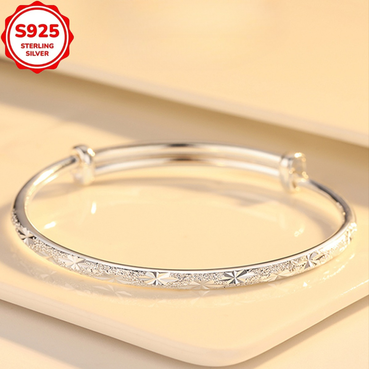 TEMU An Exquisite Adjustable Bracelet Made Of S925 Silver Featuring A Design, Perfect Luxurious Minimalist Jewelry. It Makes A Wonderful Gift For ,