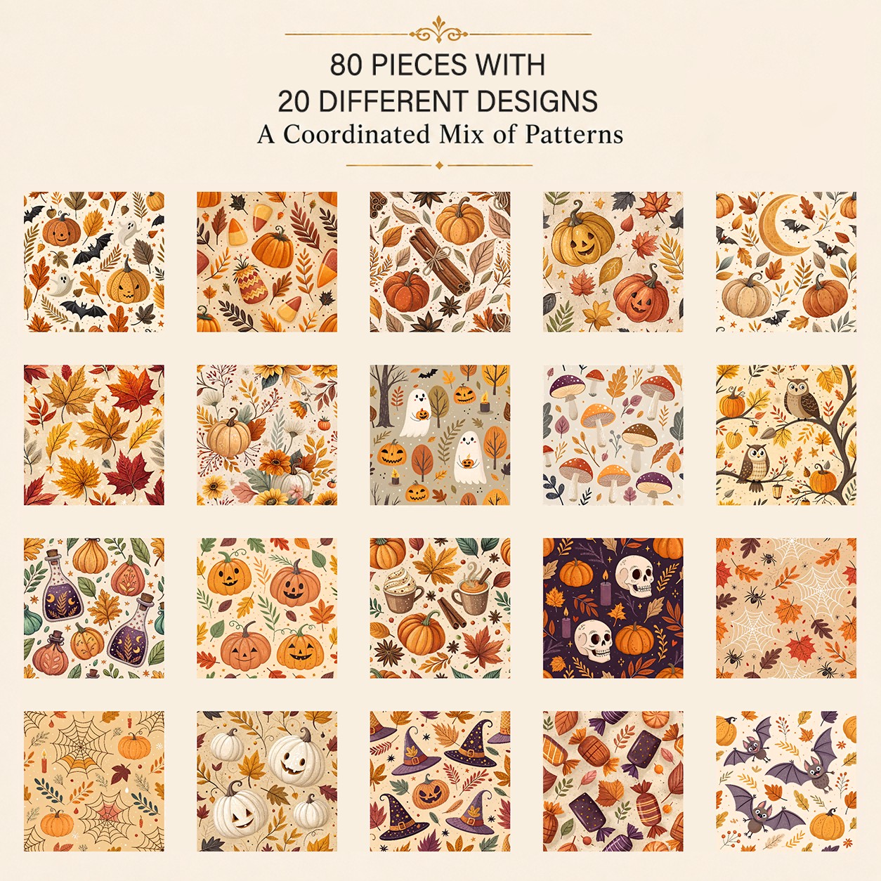 TEMU 80pcs 5"X5" (12.7Cmx12.7Cm) Rétro Automne Feuille Citrouille Aquarelle Imprimé Bord Festonné Anti-Déchirure, Pas Besoin de Couper, Couture