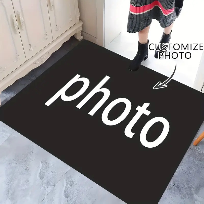 TEMU 1 Customizable Photo Welcome Mat, Personalize With Your Design And Text, Non-slip Bottom Suitable For Entryway, Living Room Or Bedroom - Add ,
