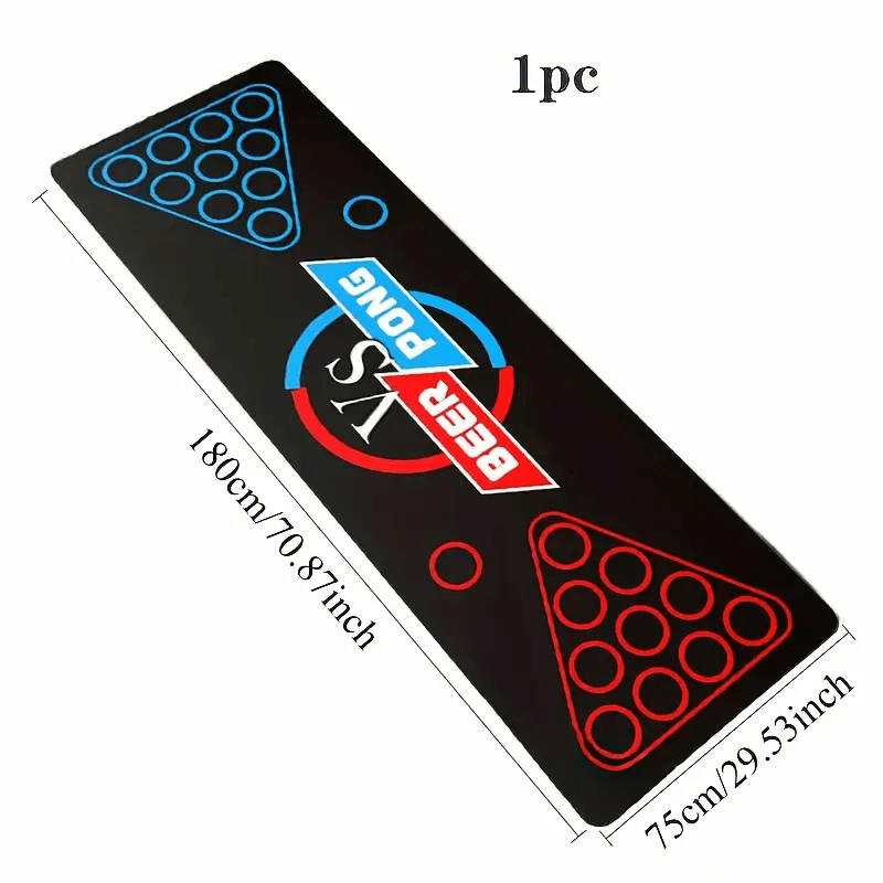 1pc Beer Pong Table Mat - Black With Triangular Cup Arrangements, Ideal Parties, Camping, Backyard Fun - No Electricity Needed, Christmas, Halloween, Thanksgiving & New Year, Beer Pong Accessories