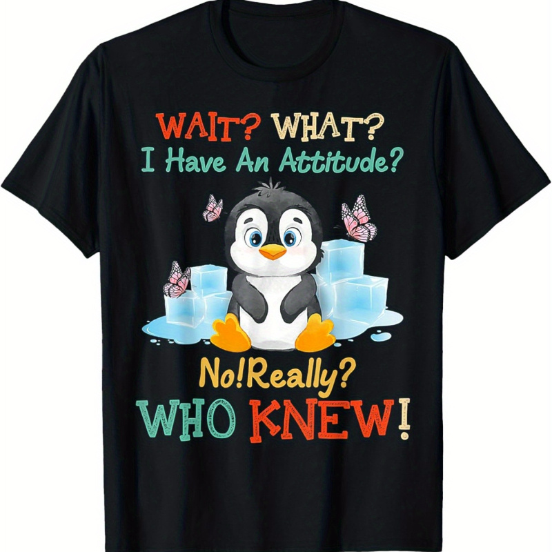 

Men's "wait I Have " Penguin Graphic T-shirt - 100% Cotton, Crew Neck, Short Sleeve - Fun & Casual Casual Attire - Ideal Gift, Penguin Gifts