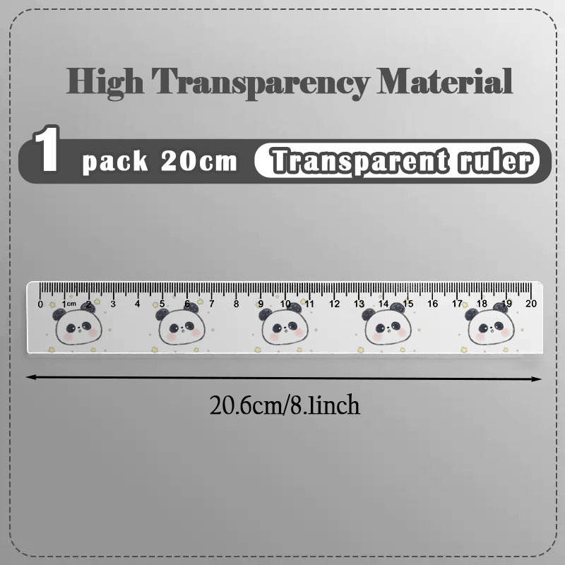 Transparent Plastic Panda Ruler for School Supplies