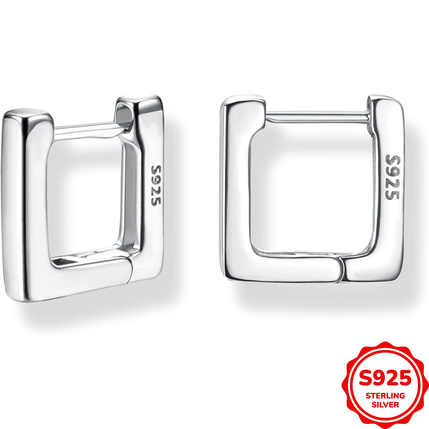 925 Sterling Silver Small Hoop Earrings For Women Geometric Huggie Hoop Earrings Hypoallergenic Triangle Rectangle Oval Hoop Earrings For Women Trendy Jewelry Gifts 1.7g/0.06oz
