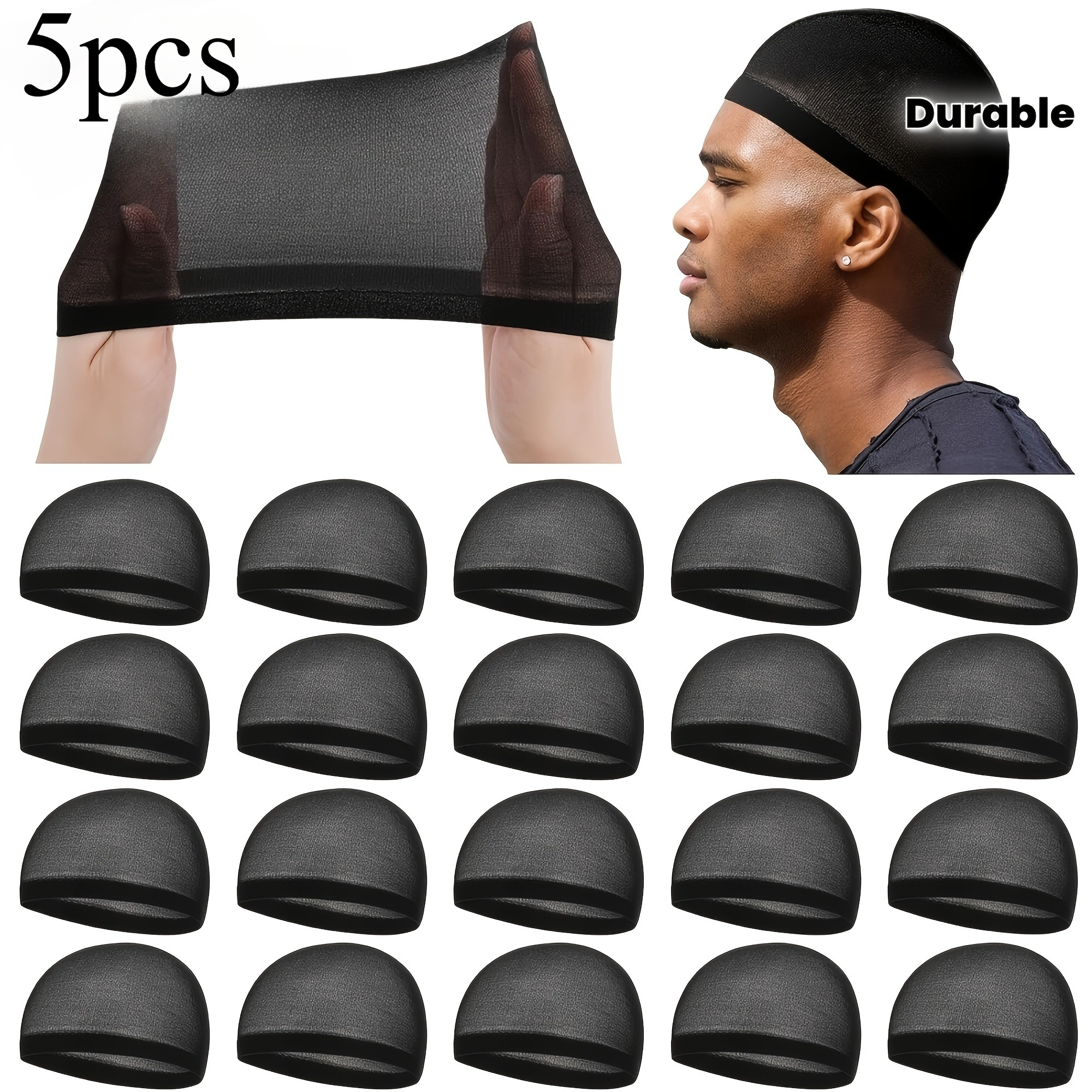 TEMU 5pcs Breathable Sports Caps, Unisex, Fashionable And Durable Hair Ties, Wig Net Caps Suitable For Braids And Dreadlocks