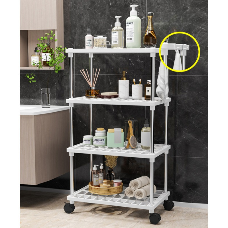 1  tier rolling storage rack organizer metal and plastic movable utility cart with wheels no   for kitchen bathroom snacks shoes details 9