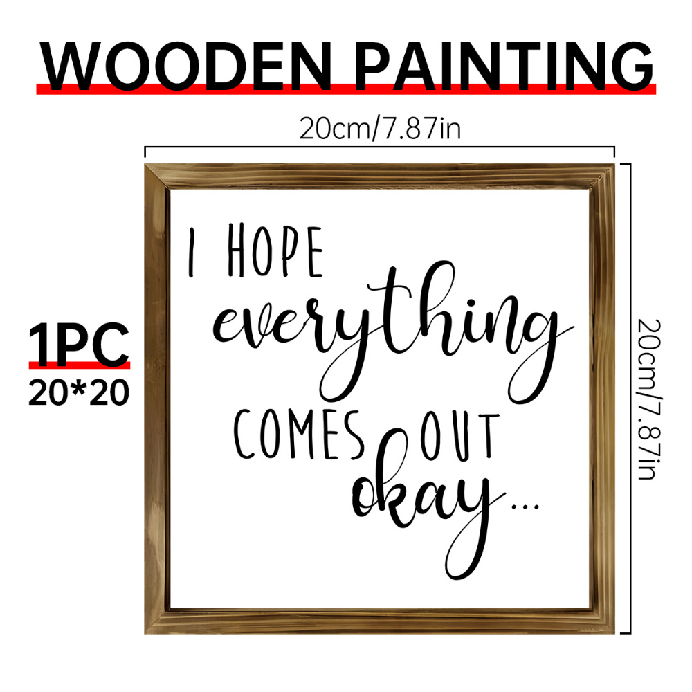 TEMU 1pc Creative Wooden Bathroom Sign:i Everything Comes Out Okay, Humorous Plaque, Farmhouse Decor, Canvas Wall Art, For Bedroom, Living Room, Dining Room, 7.87x7.87 Inches