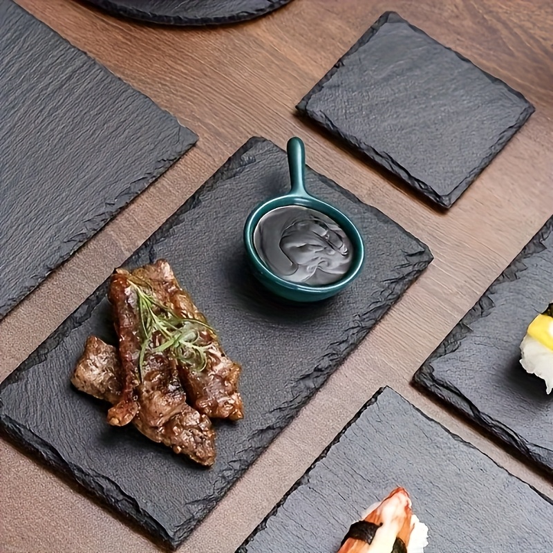 a set of 4 natural stone plates with the size of 19 23 10 01cm rectangular tableware suitable for sushi steak barbecue home and   decoration tableware utensils and kitchenware suitable for   safety test