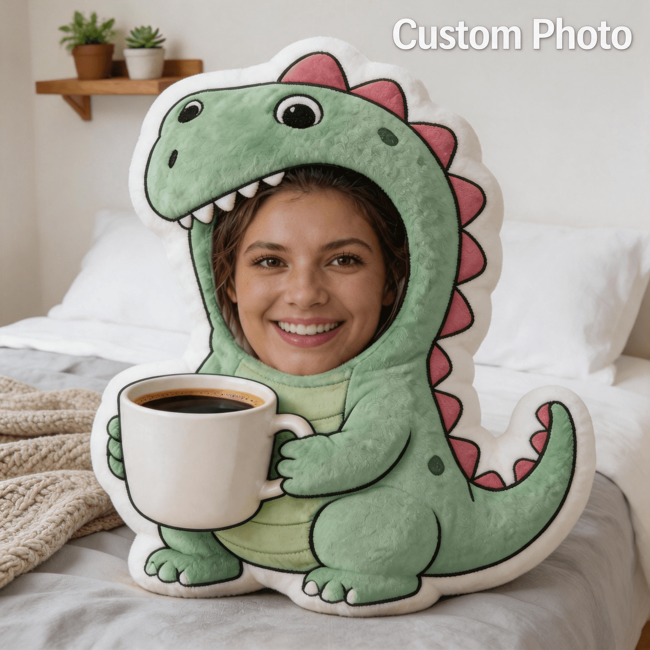 personalized photo custom dinosaur face pillow large 60cm cushion suitable for sofa bed double sided printing with your own picture or funny dinosaur hand washable gift for adults birthdays decor