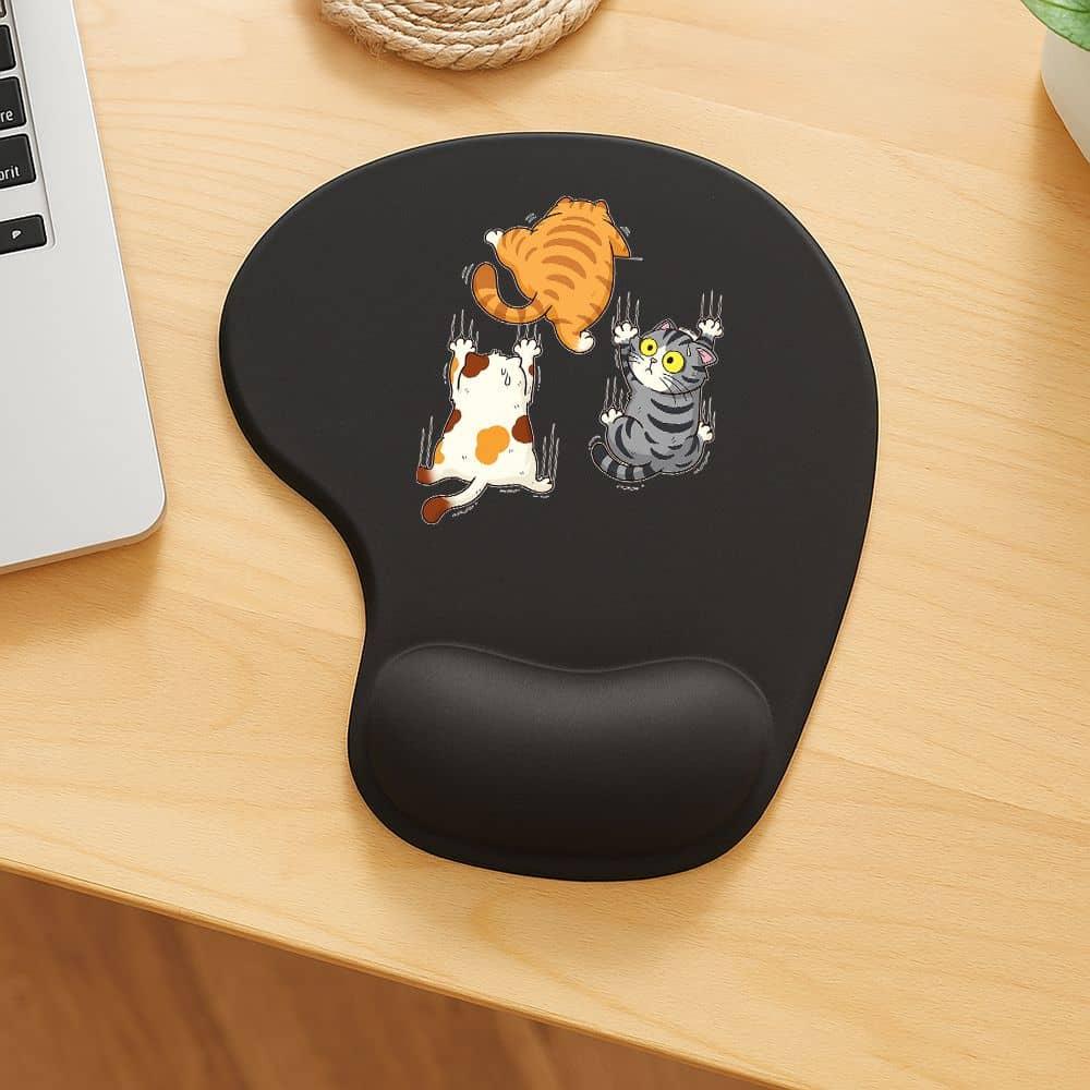 TEMU Tappetino per Mouse con Tre Gattini e Poggiapolsi - Tappetino da Scrivania per e Donne, Accessorio per Ufficio , Poggiapolsi per Home Office,