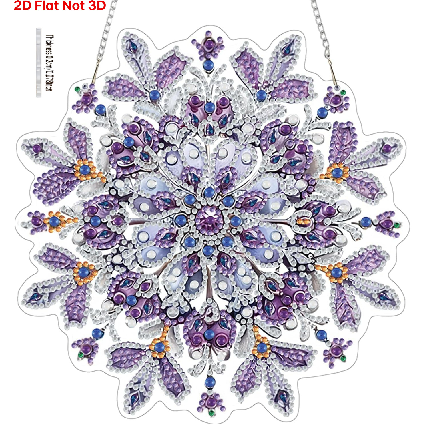 TEMU Flat Adult Hanging Diamond Painting Set, Featuring A 2d Design, With A Christmas Snowflake Pendant. The Set Includes A Diamond Painting Board,