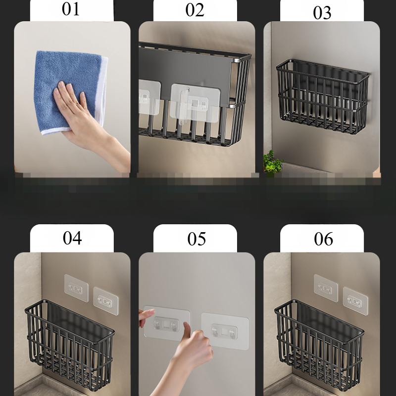 1pc multifunctional plastic storage rack wall mounted side hook organizer for spices umbrellas books and   suitable for kitchen refrigerator washing machine refrigerator shelf storage racks details 3