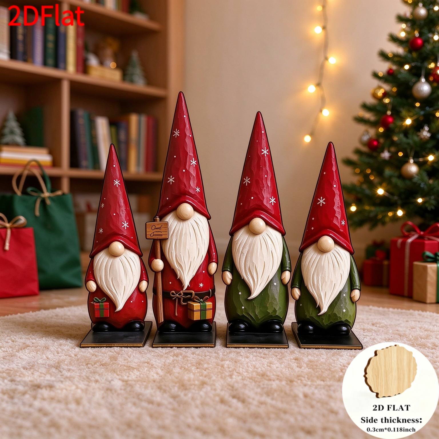 TEMU 2d Flat, 4pcs Christmas Gnome Wooden Ornaments, Nordic Style Faceless Gnomes, Ideal For Christmas Atmosphere Decor. On Desktops, Entryway
