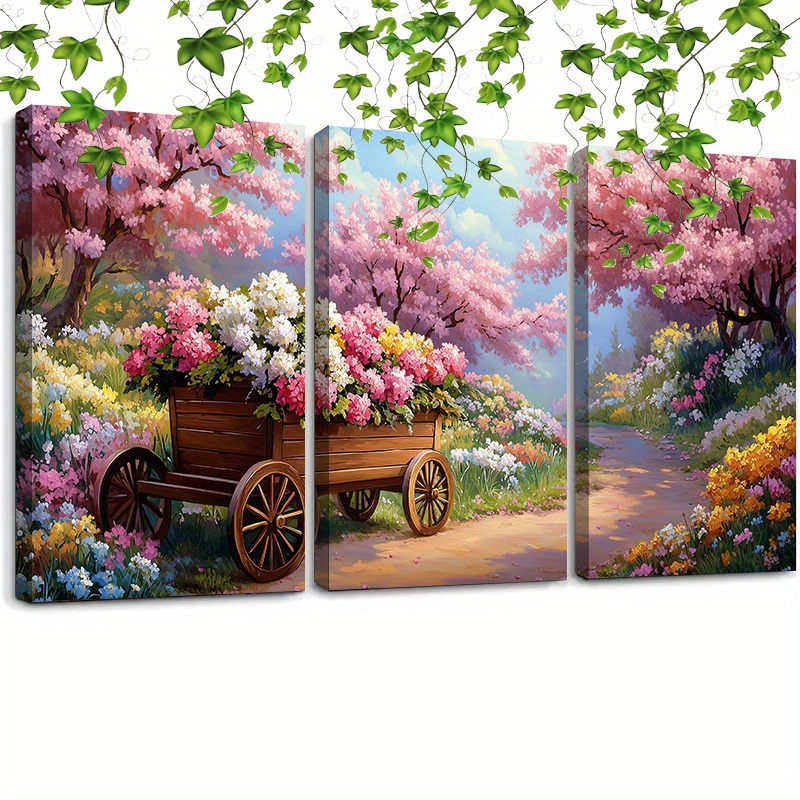 

Art Set - 3pcs 12x16" Blossom & Wagon For And Decor