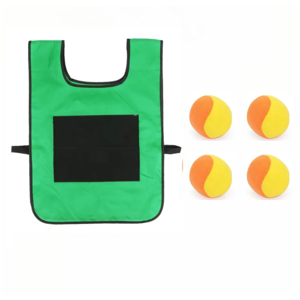 Image of 5pcs For Sticky Ball Game Set, 1 Vest And 4 Balls, Throw And Sticky Ball Bean Bag Toss Game, Suitable For Outdoor Group Activities, Safe And Durable Material
