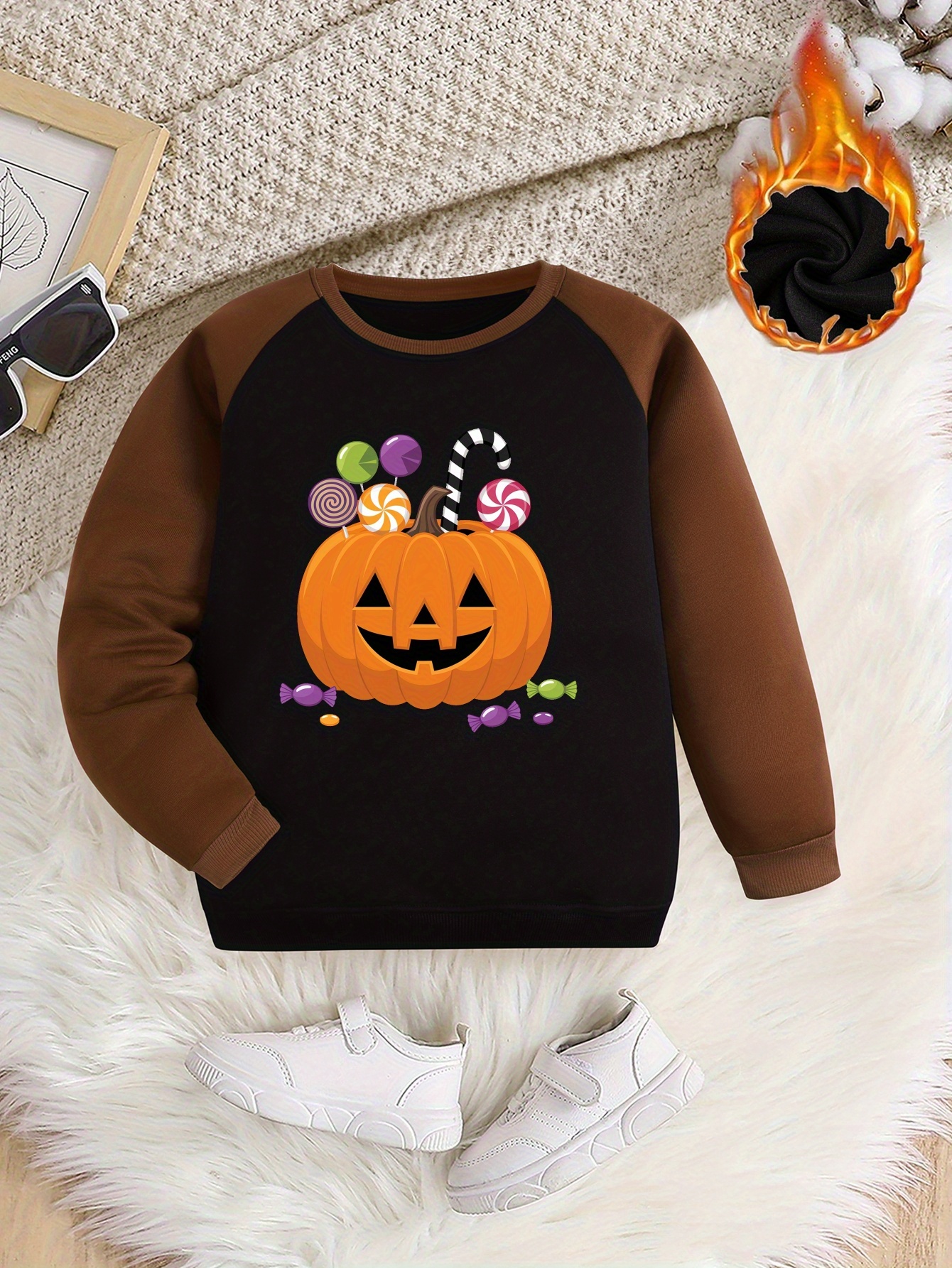 halloween theme print pullover sweatshirt boys crew neck Temu Canada