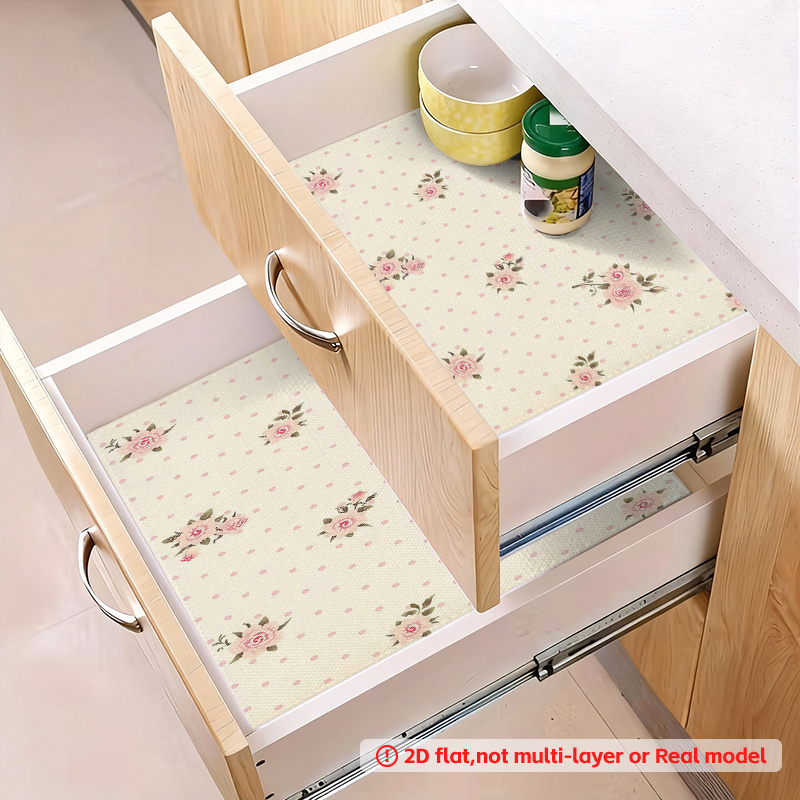 TEMU 2d Flat Print Drawer Liners, Cabinet Mats, Kitchen Counter Mats, Dining Table Mats, Wardrobe And Shoe Cabinet Mats, Suitable For Drawers Of
