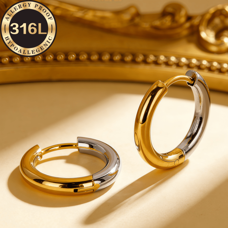 TEMU Pendientes de acero inoxidable anticongestionantes chapados en oro, anti-decoloración, cómodos y versátiles, fáciles pero elegantes, adecuados