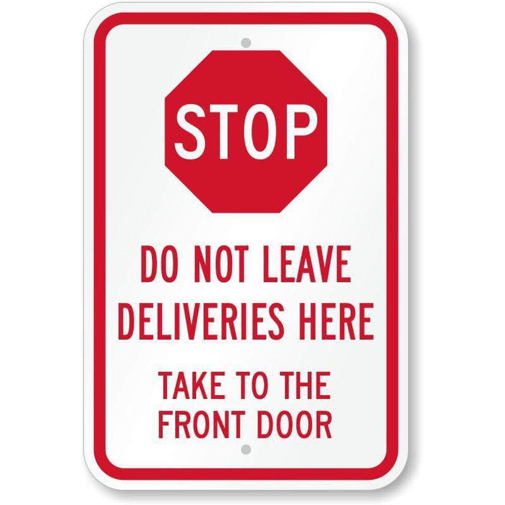 TEMU 2d Flat - Metal Delivery Sign - Please Do Not Leave Packages Here, Deliver To Front Door. Security Reminder, 8x12 Inches, 2d Flat Design