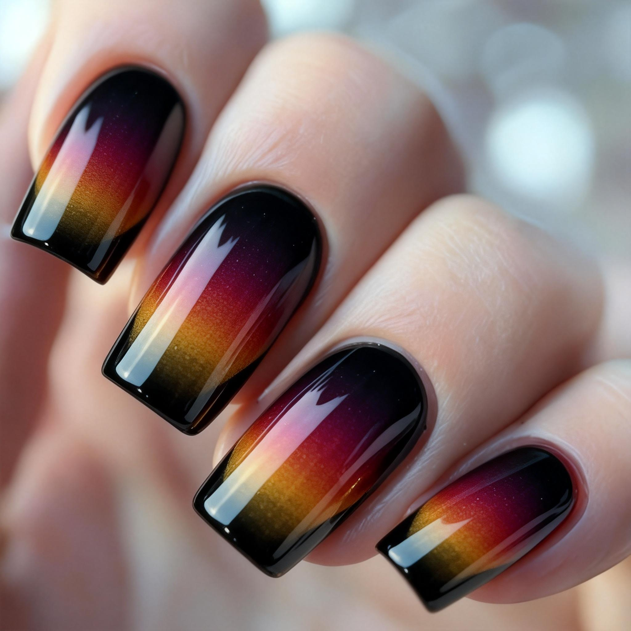 TEMU 24pcs Multicolor Striped Gradient Square Press-on Nails For Women, Detachable Fake Nails, Suitable For Holidays, Parties, Gatherings, Dates, And