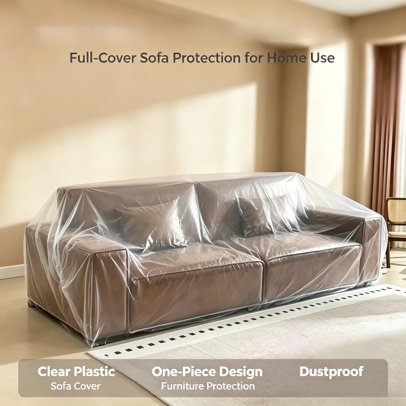 TEMU 4-pack Full-coverage Clear Plastic Furniture Dust Cover, Disposable Dust-proof Protective Sheet For Sofa, Bed, Household And Dorm Items Storage