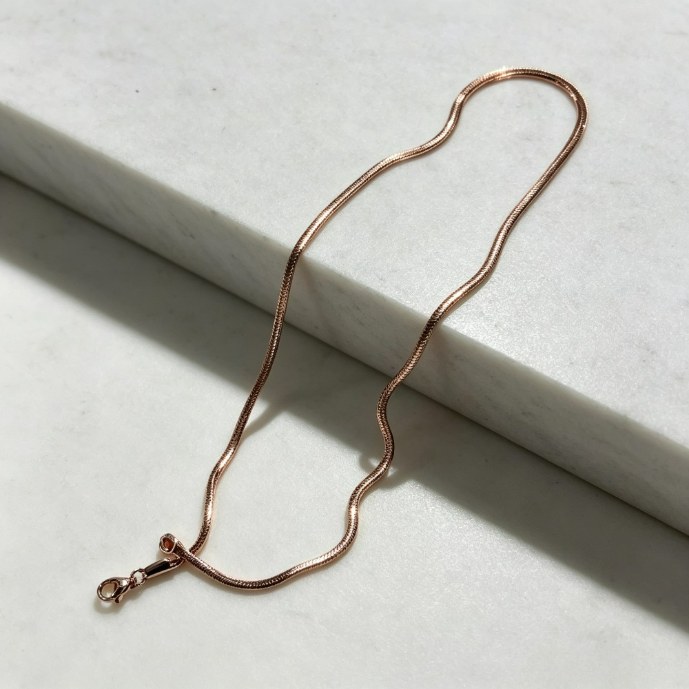 Women's 18K Gold Plated Thin Flat Herringbone Necklace