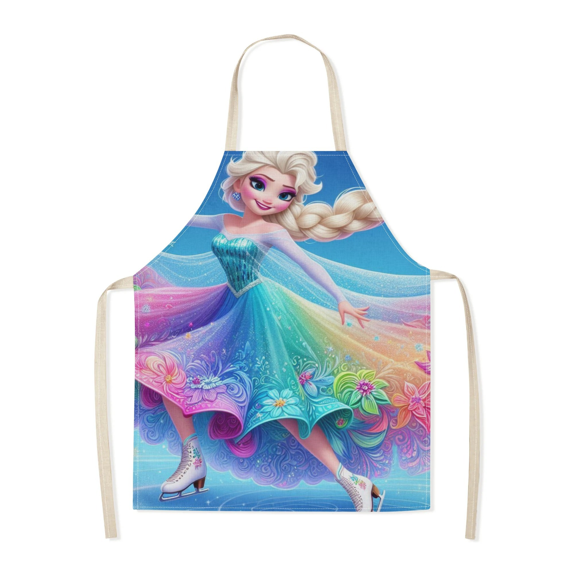 1pc disney   princess cartoon printed apron, waterproof polyester woven fabric, floral pattern, fashionable & elegant for hotel, supermarket, restaurant,  , milk tea stall, home use details 6