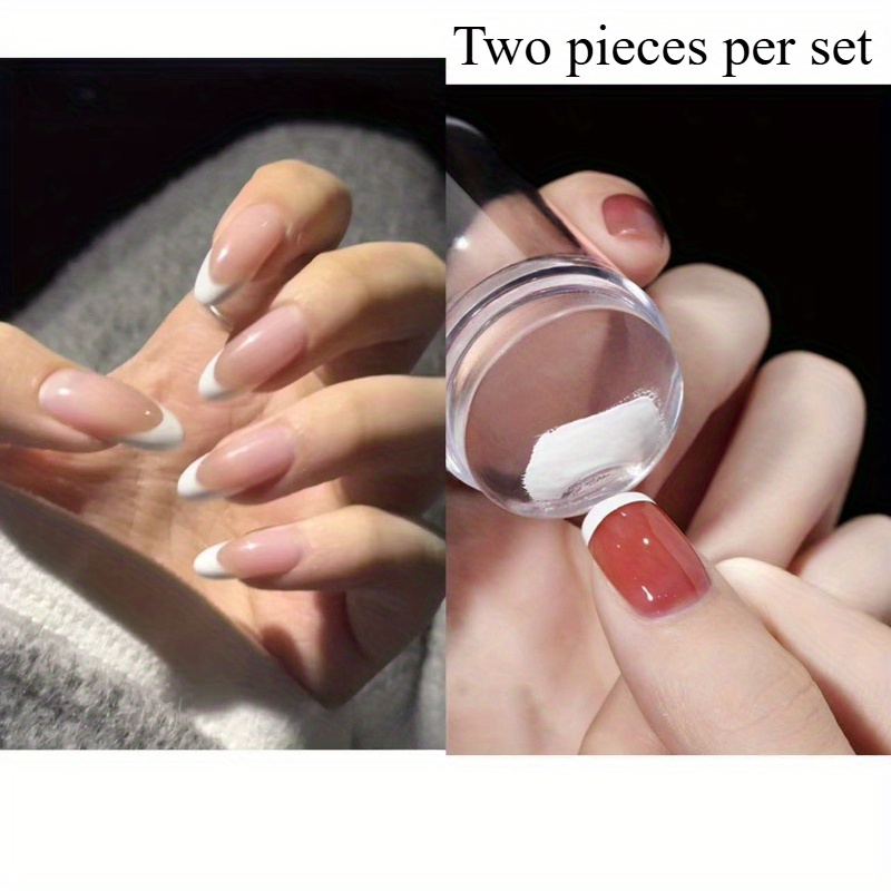 2pcs Set For Nail Art With Transparent Stamps And Scraper