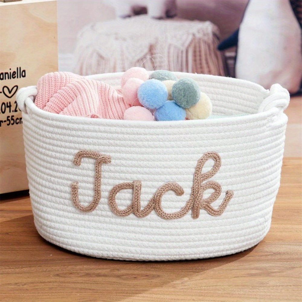 E-shop Personalisiertes, handgefertigtes Duschkörbchen, personalisierter Aufbewahrungskorb mit Namen, Korb, Aufbewahrungskorb für Neugeborene, Geschenk