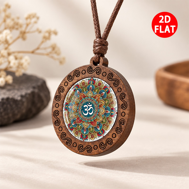 Buddhist Elements 2D Flat Pendant Necklace, Unisex Gift