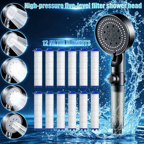 13 rv five gear adjustable pressure filter shower with 12 replacement cores five shower mode mixed mode mode spray mode mode with water stop switch and removal filter function
