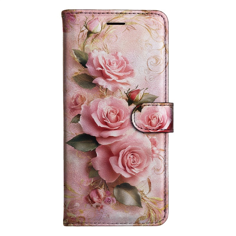 TEMU Phone Case - Rose Magnetic Flip Wallet Case Featuring A Card Holder Stand, Compatible With For Iphone 5 Through 17, Including Mini, Plus, Pro,