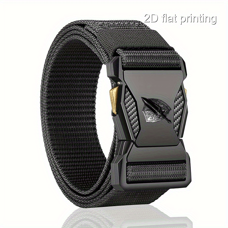 Men's Tactical Canvas Belt with Shield Dagger Buckle