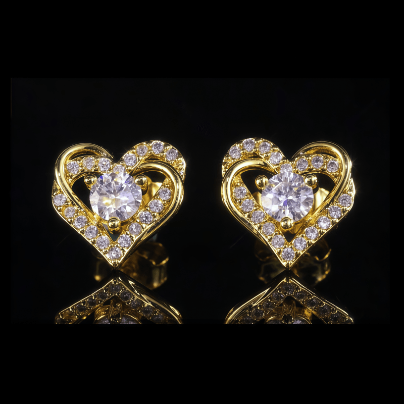 Women's 0.5 Carat Heart-shaped Moissanite Stud Earrings, Gift for Couples