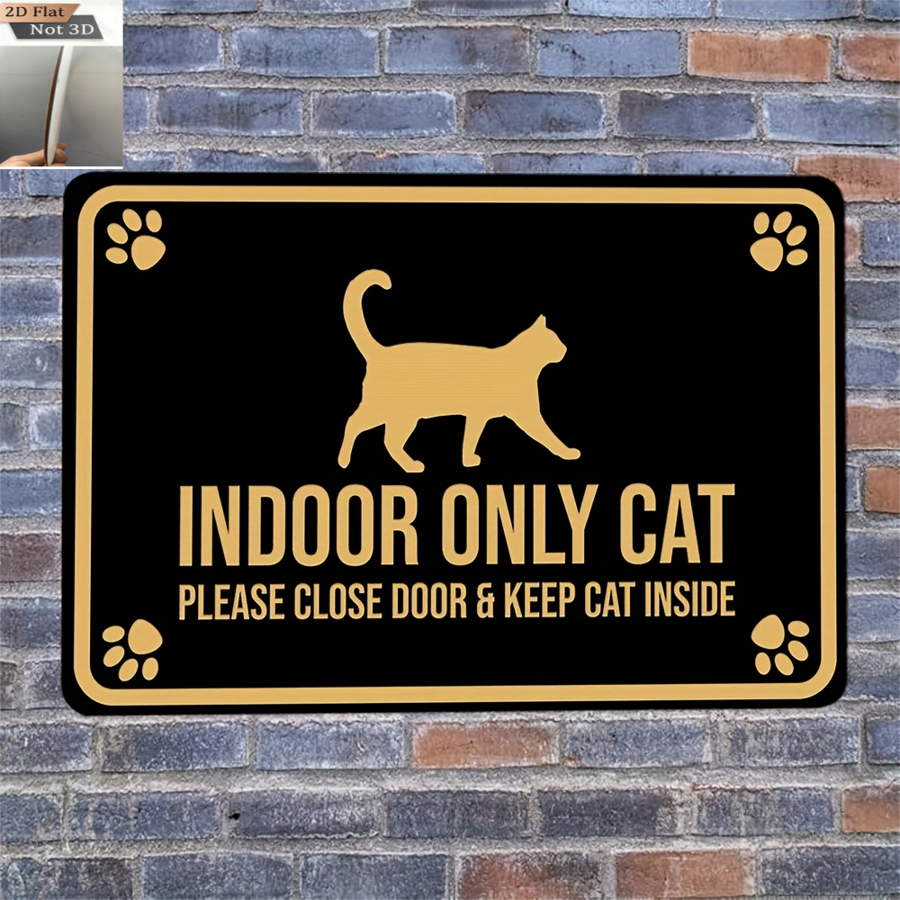 TEMU 2d Flat, 2d Plane Artificial Wood Wall Hanging - Retro Cat Theme "please Close Door Gently, Don't Let Cats Out" Wall Sign - Artificial Wood