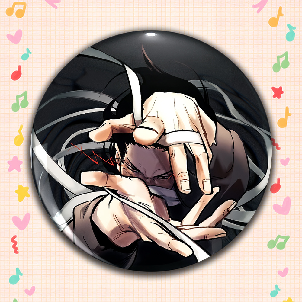 TEMU 2d Flat Badge - Latest Style 1pc Trendy Men's Casual Round Badge, Anime Cartoon Badge, Fashionable And Luxurious Accessory, Unisex, Suitable For