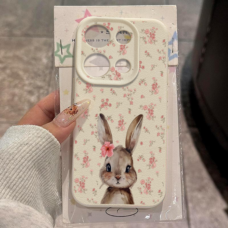 TEMU Funda para Teléfono - Estilo Floral Rosa y Marrón de Conejo, Diseño Pastoral, Carcasa de TPU Adecuada para Redmi Note 13 Pro, Note 10/10 Pro/10
