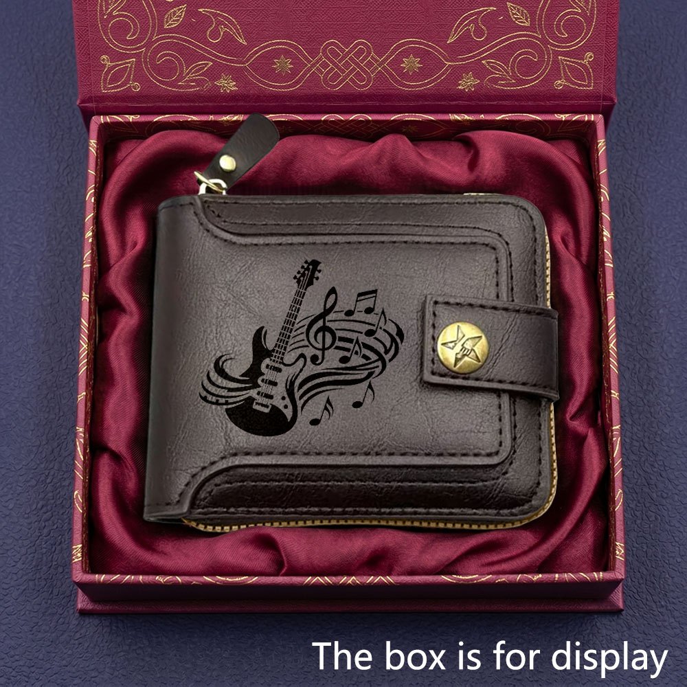 TEMU New Business Music Guitar Pattern Men's Wallet, Stylish And Minimalist Coin Purse, Multi-card Slot Credit Card Holder, For Husband, Boyfriend, ,