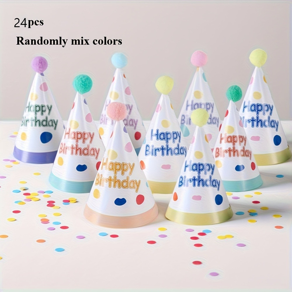 E-shop 24 Stück Macaron-Farben Partyhüte – Ideal für Geburtstage/Feiertage/Party-Dekoration. Einweg-Papier-Geburtstagshüte mit süßem Kegeldesign, für