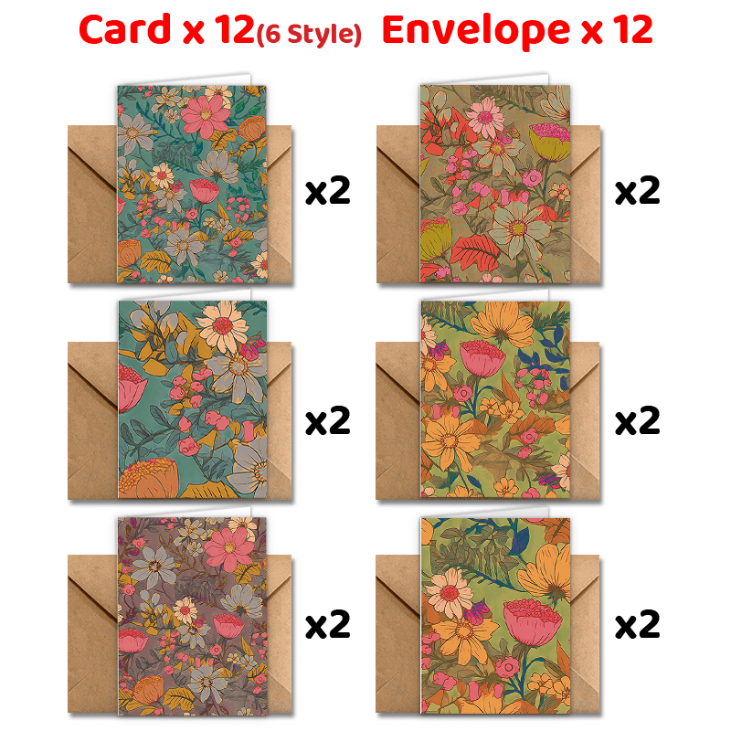 

24pcs Vintage Floral Greeting Cards With Envelopes - Thank You, Birthday, & Appreciation Notes , Teachers, And Colleagues