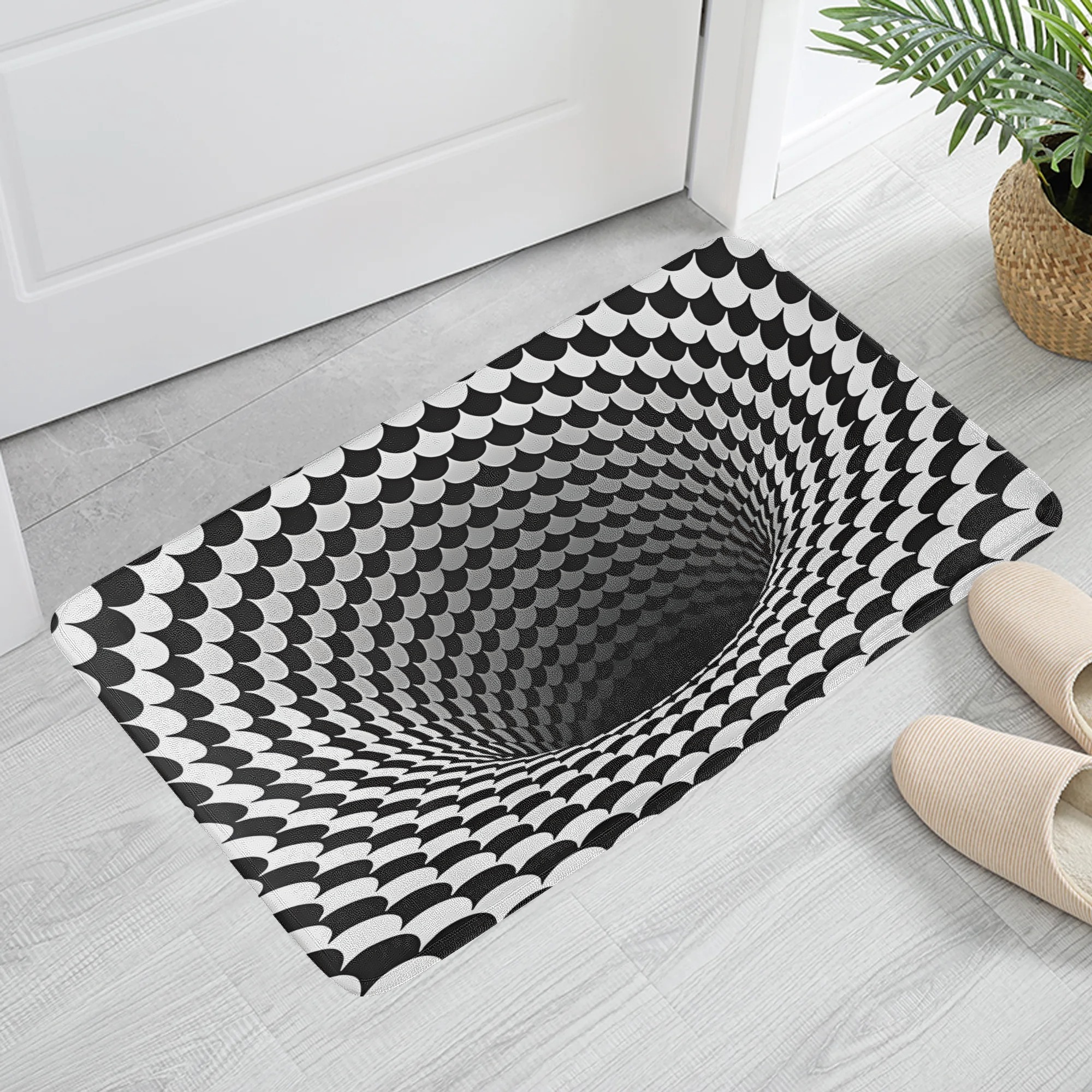 

3d Vision Black Hole Vortex Doormat - Non-slip, Machine Washable Rug For Indoor/outdoor Use - Kitchen, Bathroom, Bedroom, Rv, Balcony & Garden Decor