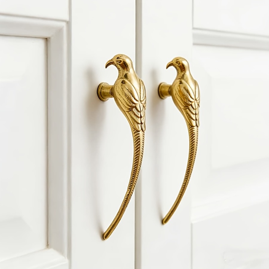 TEMU 2pcs Of Golden Magpie Shoe Cabinet Wardrobe Handle, Creative Retro Style High-end Drawer Door Handle, Suitable For Modern Elegant Wardrobe, Shoe