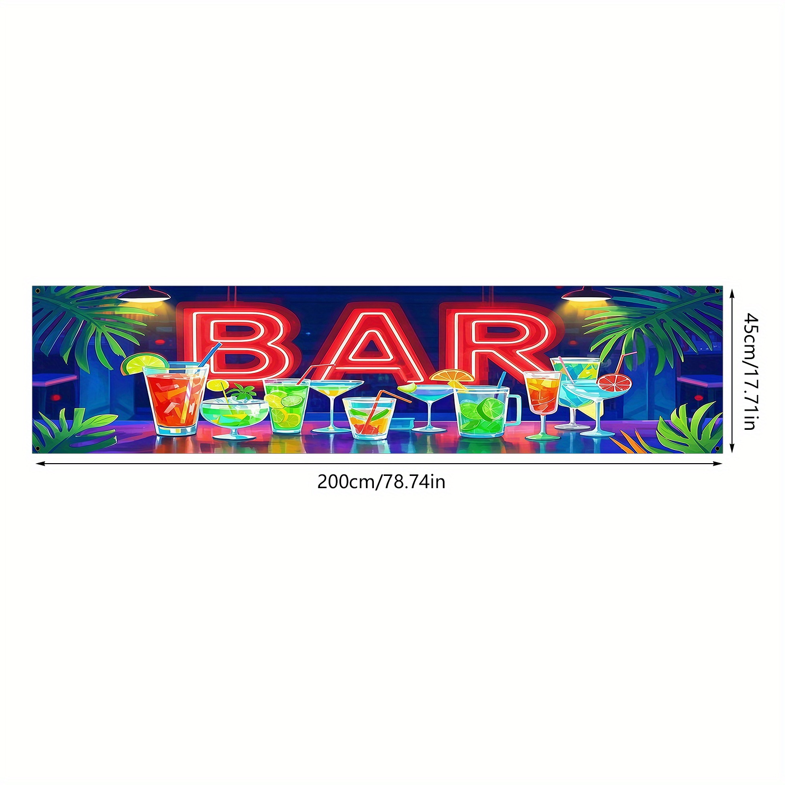 TEMU Party Banner, 1pc (17*78 Inches / 45*200 Cm), Made Of Polyester, Featuring A Vibrant Bar Atmosphere Theme For Courtyard Decoration -- Background