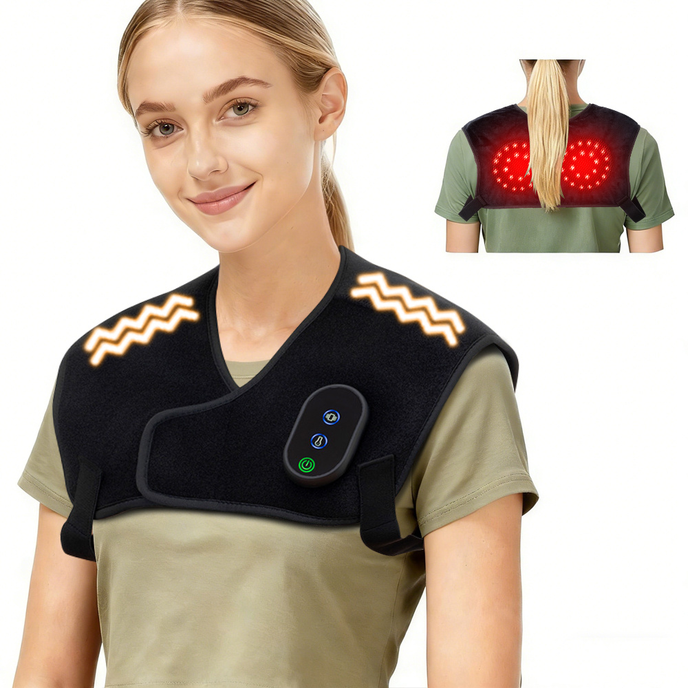 TEMU Heated Shoulder Brace With Massage, Massager With Heat And Vibration, Usb Rechargeable Red Light Heating Pad, Cozy Winter Wrap For , Portable