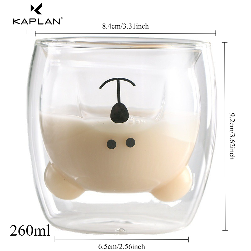 TEMU 1pc 260ml Creative Little Bear Double-layer Glass Cup | Cartoon Anti-scald Milk Cup - Breakfast Drinking Cup - Home Cute Cup - Suitable For